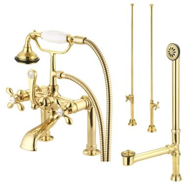 Clawfoot Tub Rim Mount Faucet Set with Lift and Turn Drain | Vintage Tub & Bath