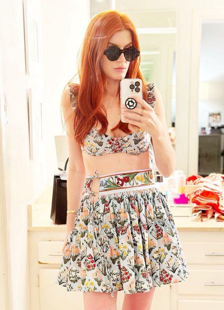 This Agua Bendita suit and skirt set is past season, but they make similar sets in tons of beautiful prints and fabrics.

Wearing a size small, but my rule of thumb is if it’s on sale get it and alter it like I did on this skirt - inexpensive alterations make a sale in the wrong size make sense.

#LTKSeasonal #LTKtravel #LTKSale