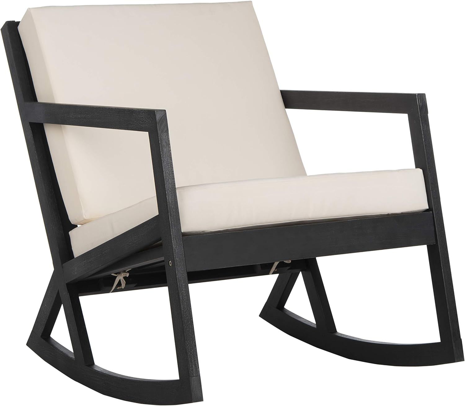 Safavieh PAT7013F Outdoor Collection Vernon White Rocking Chair, Black/Beige | Amazon (US)