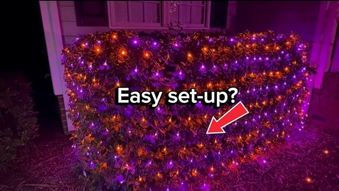 WATERGLIDE Outdoor Halloween Net Lights, 12FT x 5FT 360 LED Christmas Fairy Mesh Lights with 8 Li... | Amazon (US)