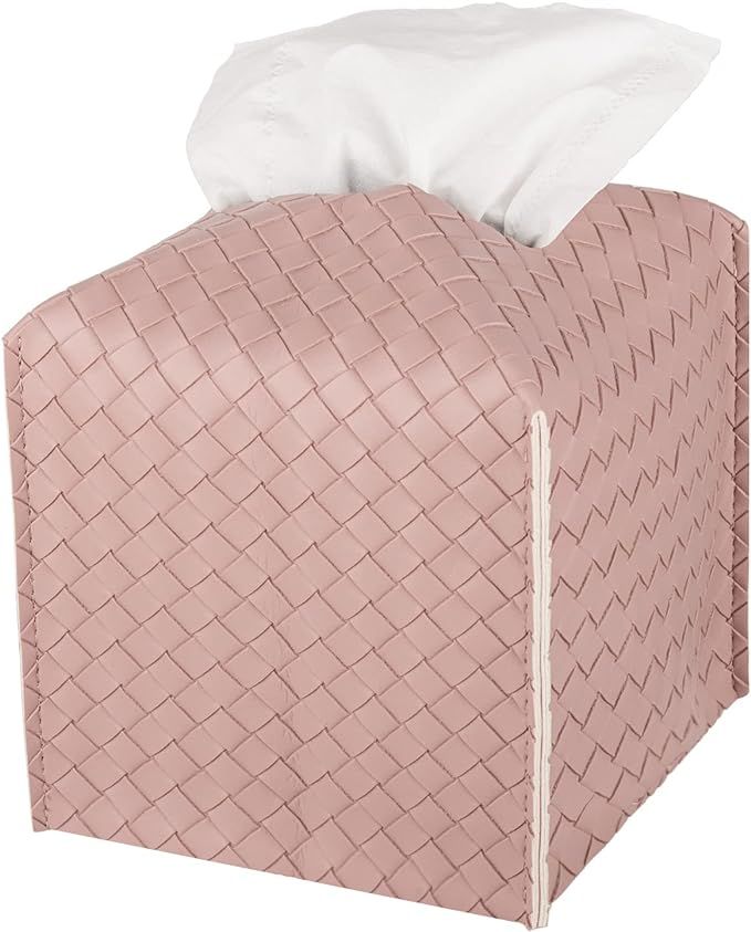 Tissue Box Cover PU Leather Tissue Holder Square Facial Tissue Case Facial Paper Organizer Dispen... | Amazon (US)