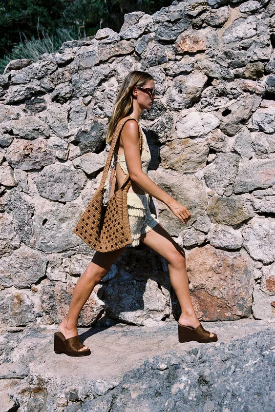 BEADED WOVEN TOTE BAG | Zara AU