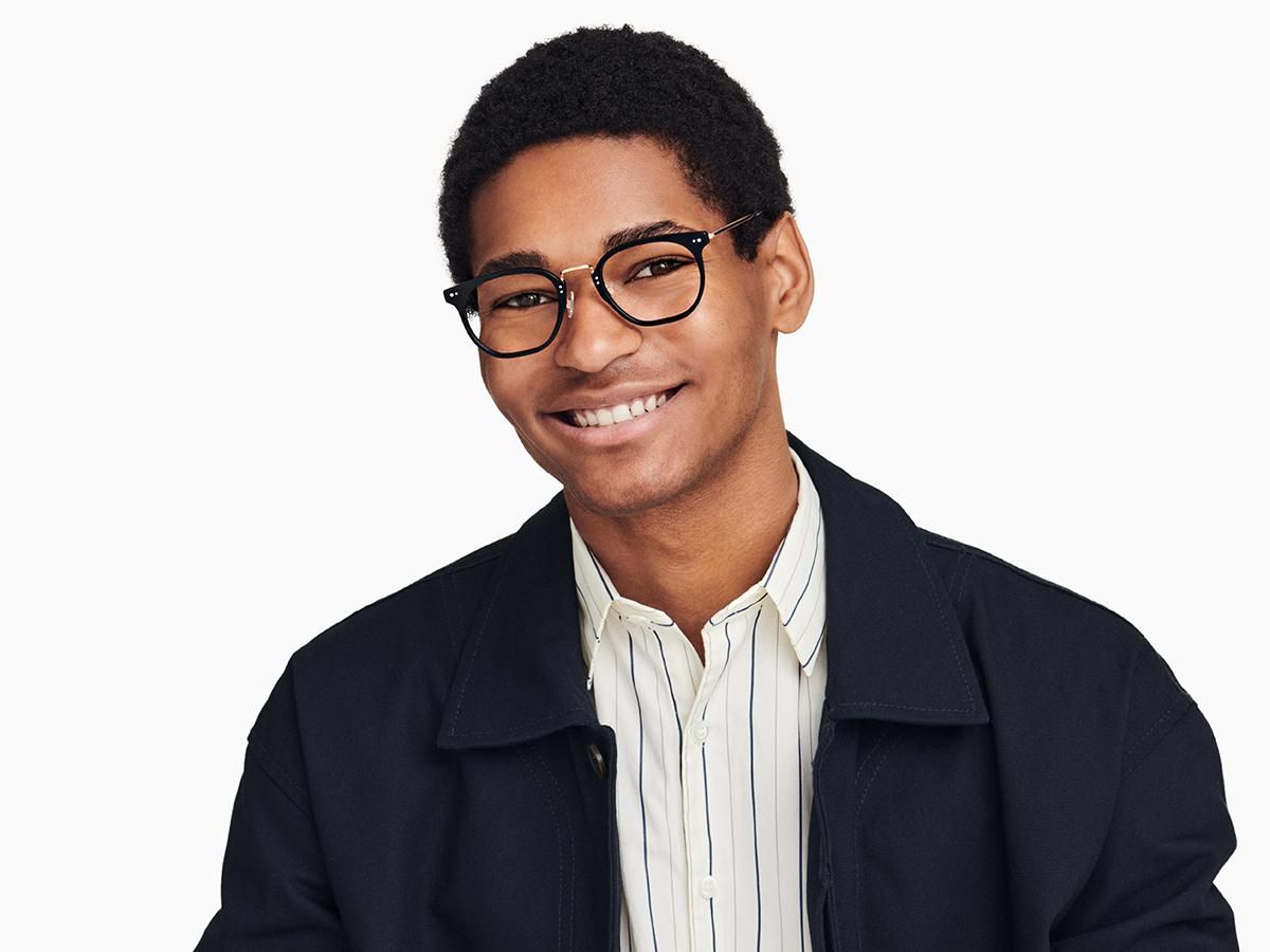 Halton Eyeglasses in Jet Black with Polished Gold | Warby Parker | Warby Parker (US)