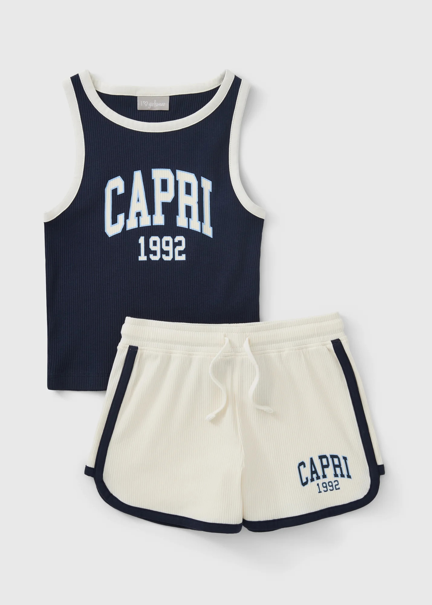 Girls Navy Capri Ribbed Vest & Short Set (7-15yrs) | Matalan (UK)