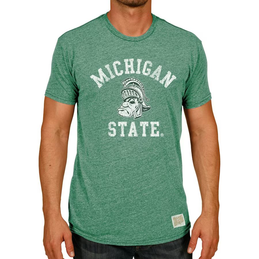 Michigan State Spartans Original Retro Brand Vintage Gruff Tri-Blend T-Shirt - Heather Green | Fanatics