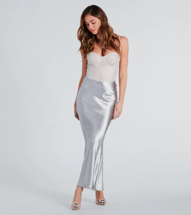Iconic Sheen Crinkle Satin Maxi Skirt | Windsor Stores