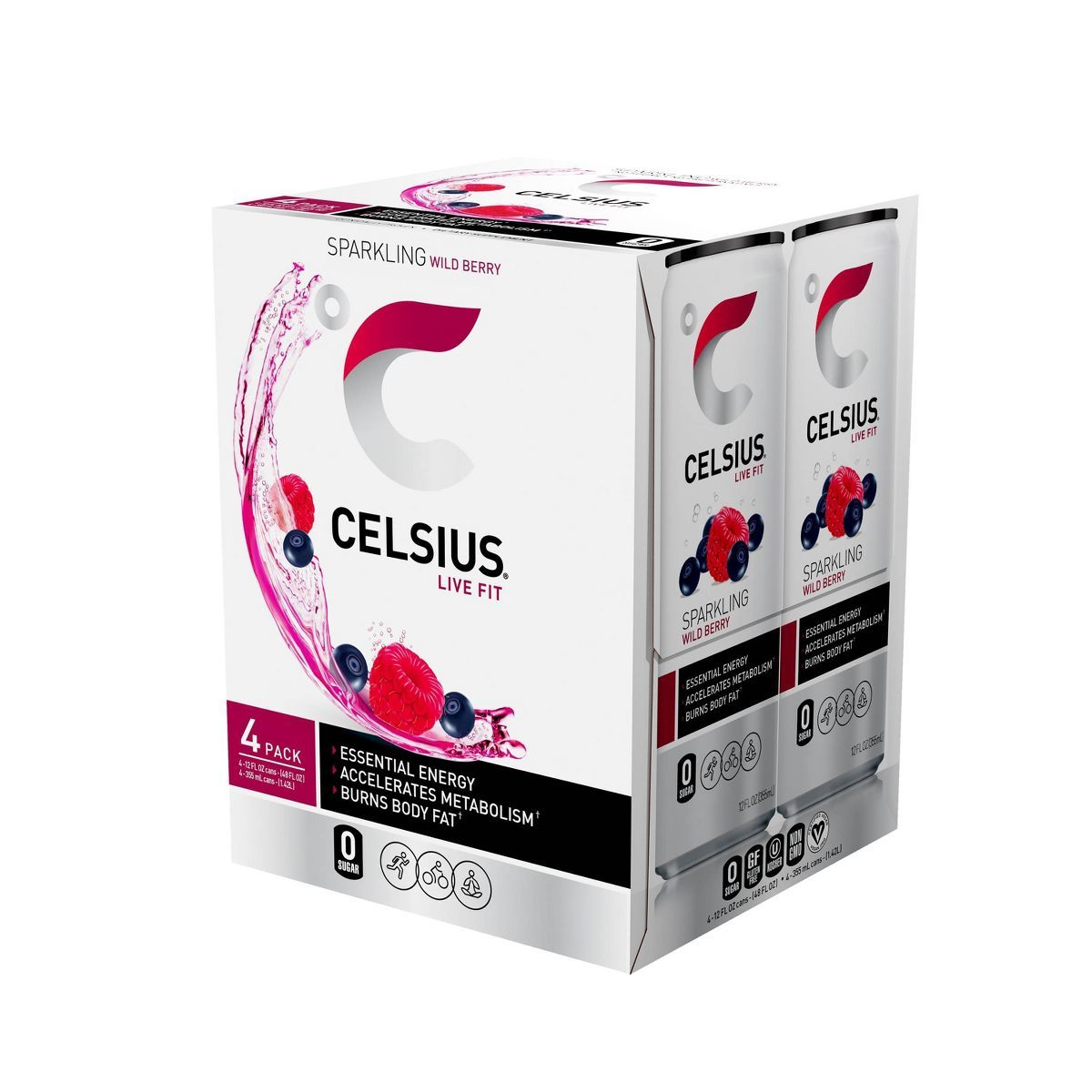 Celsius Sparkling Wild Berry Energy Drink - 4pk/12 fl oz Cans | Target