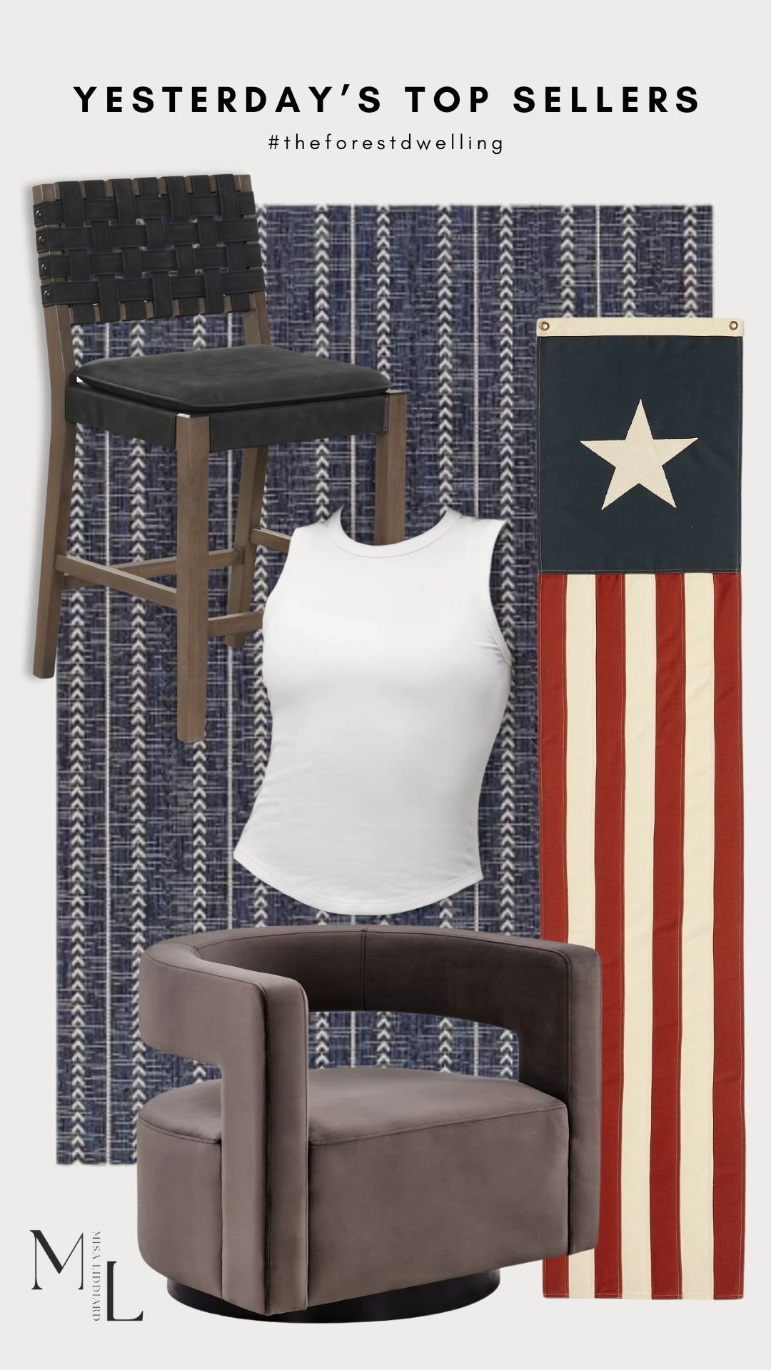 Yesterday's top sellers. This outdoor rug is such a gorgeous color. Perfect for the 4th of July! I have the Cohen counter stools in this charcoal gray, but they also come in a lighter tan option. The Hold Tight tank is such good quality and I love that you can dress it up or down. 

 #LTKSummerEdit #LTKSeasonal #LTKHome