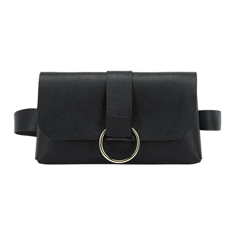 Fanny Pack PU Leather Purse Waist Bag Black - Walmart.com | Walmart (US)