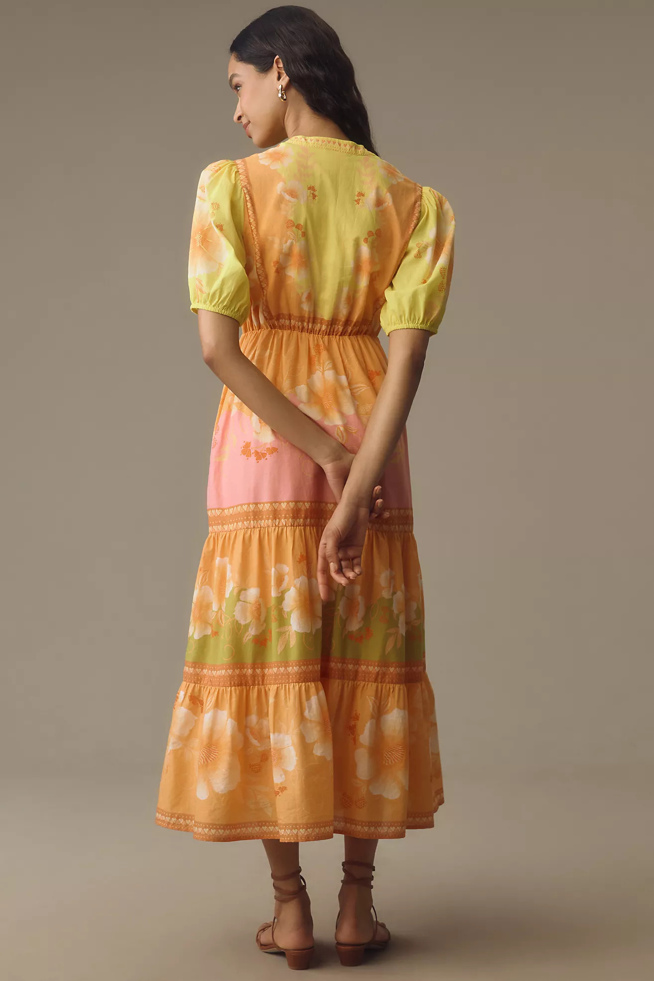 Farm Rio x Anthropologie Short-Sleeve Tiered Midi Dress | Anthropologie (US)