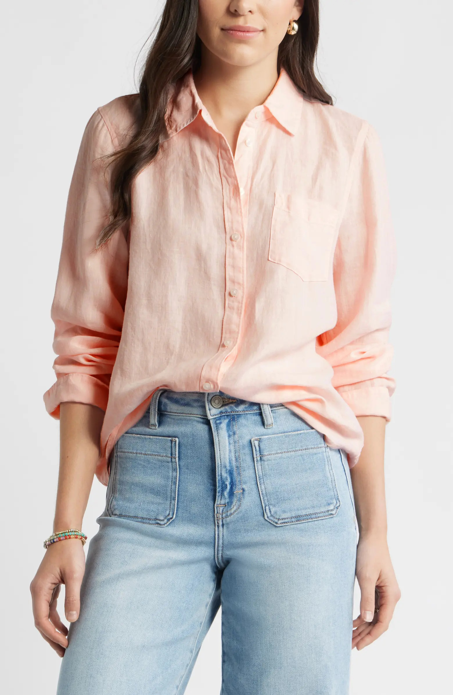 Casual Linen Button-Up Shirt | Nordstrom