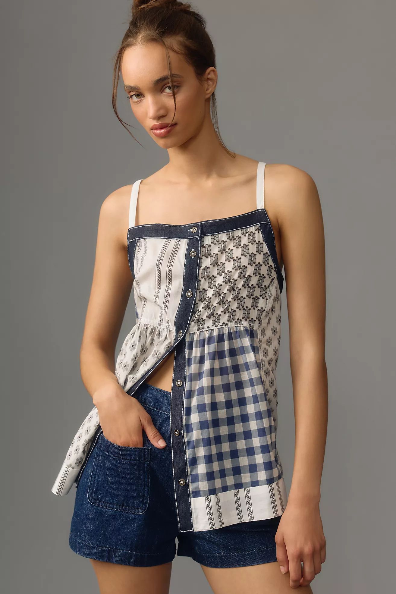 Pilcro Mixed Patterned Babydoll Tank | Anthropologie (US)