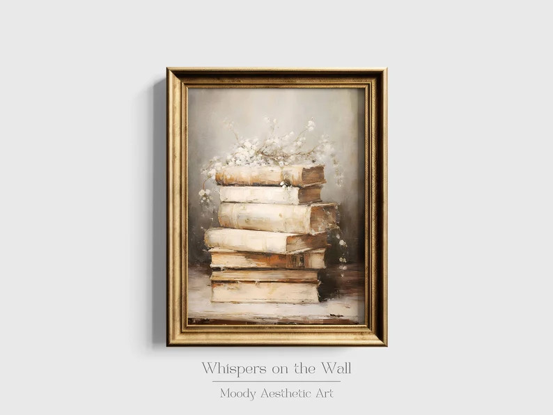 Winter Light Academia Wall Art Print, Moody Bookish Decor Neutral Printable Wall Art, Digital Dow... | Etsy (US)