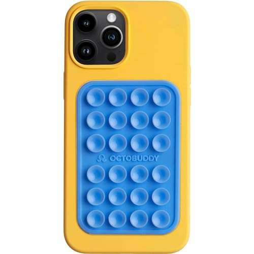 OCTOBUDDY Classic - Silicone Suction Phone Case Adhesive Mount - Hands-Free, Strong Grip Holder for Selfies & Videos - iPhone & Android Compatible - 2.25″ x 3.25″, Baby Blue Jay | Amazon (US)