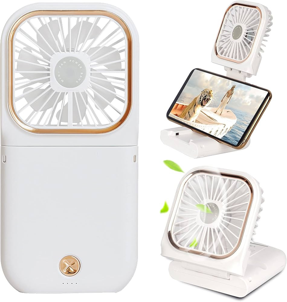 FADACHY Mini Portable Rechargeable USB Fan for Travel, Outdoors, Hiking, Camping, White | Amazon (US)