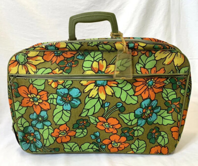 Retro Bantam Travel Suitcase - Soft-sided Canvas Zipper Vintage Flower Suitcase | eBay US