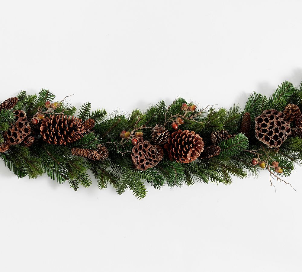 Pine & Lotus Pod Wreath & Garland | Pottery Barn (US)