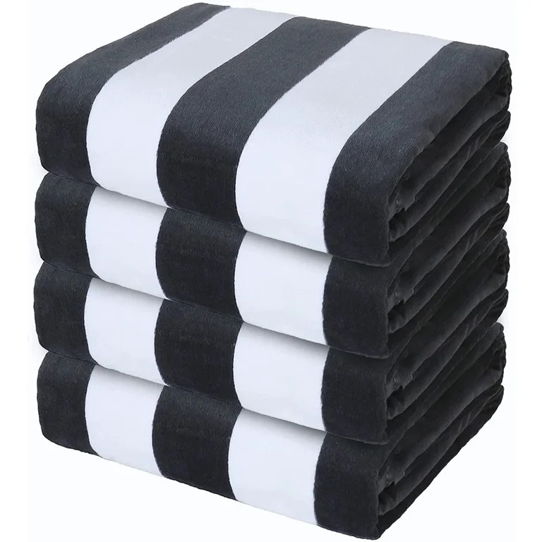 Exclusivo Mezcla 4-Pack Cotton Oversized 35"x70" Cabana Stripe Beach Towels, Super Absorbent Soft... | Walmart (US)