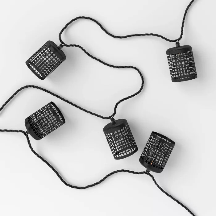 10ct Incandescent Outdoor Lantern String Lights Black - Threshold™ | Target