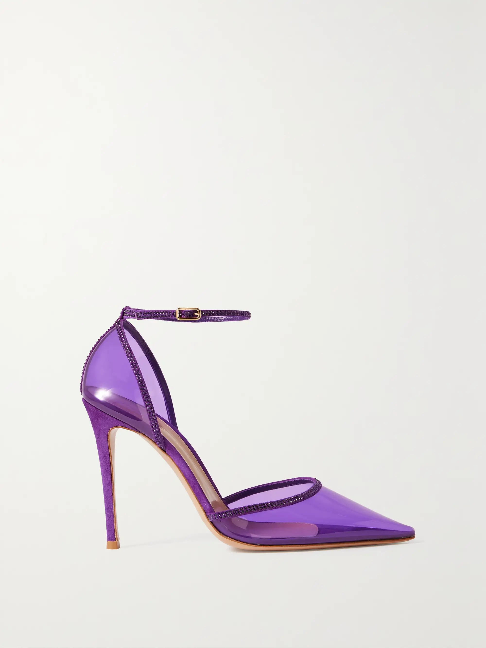 105 crystal-embellished suede-trimmed PVC pumps | NET-A-PORTER (US)