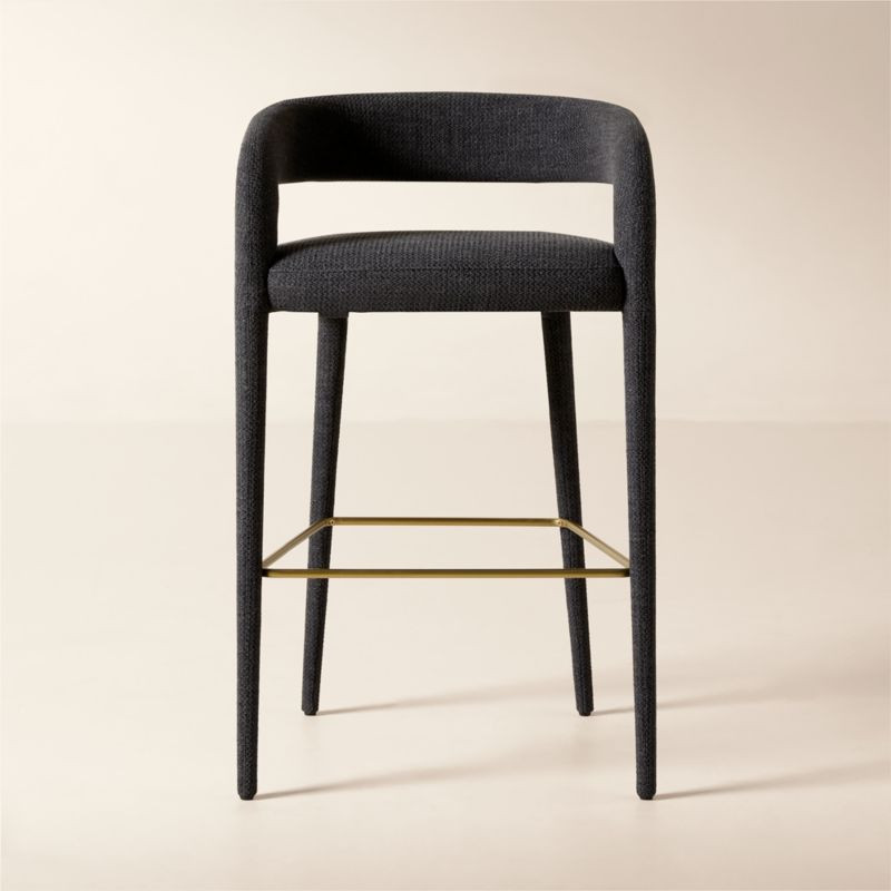 Lisette Charcoal Performance Fabric Bar Stool | CB2