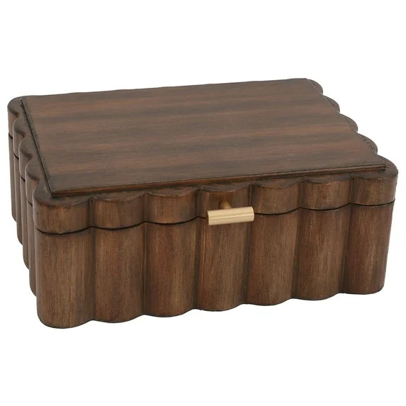 Better Homes & Gardens Scalloped Wooden Jewelry Box with Lid, Decorative Trinket Storage Organize... | Walmart (US)