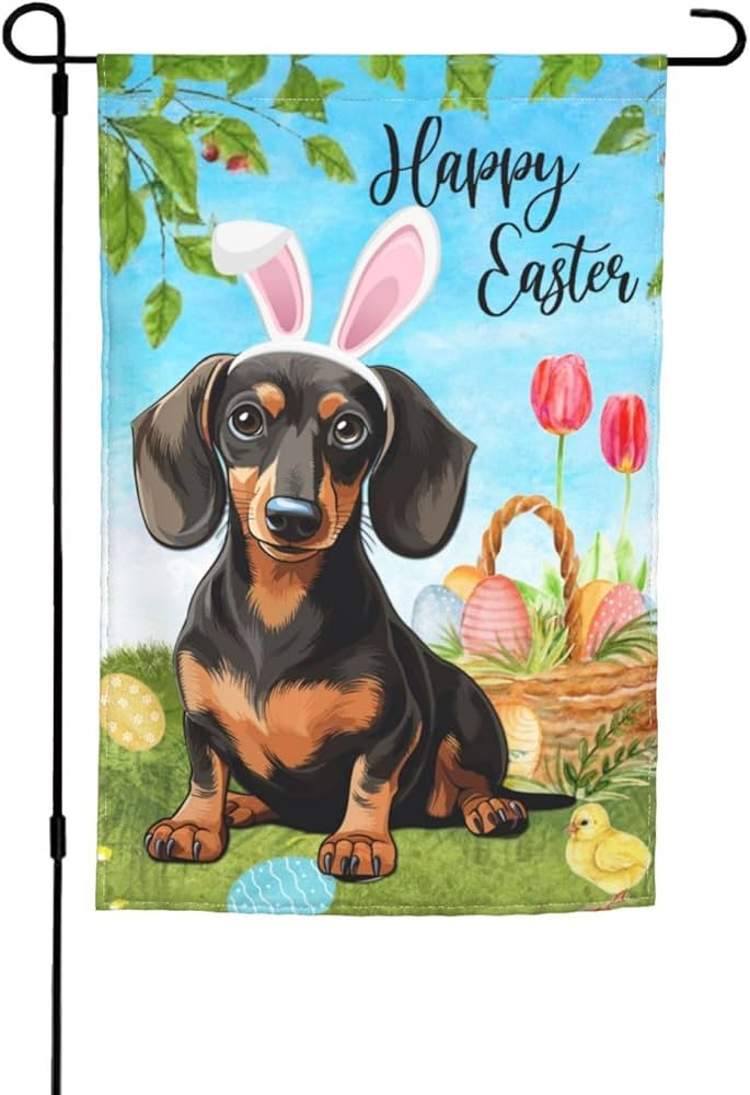 Spring Dachshund Eggs Happy Easter Garden Flag 12x18 Inch Double Sided Vertical Decoration Yard S... | Amazon (US)