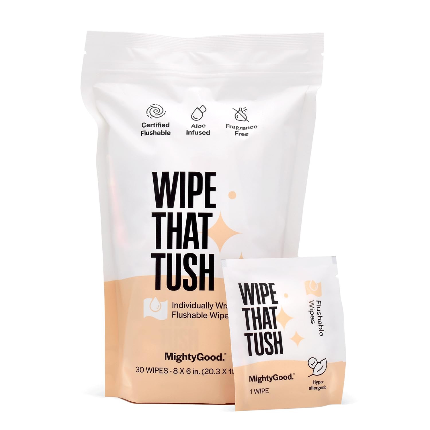 Wipe That Tush On-The-Go Flushable Wipes - 1 Pack of 30 Individually Wrapped Wipes - Fragrance Fr... | Amazon (US)