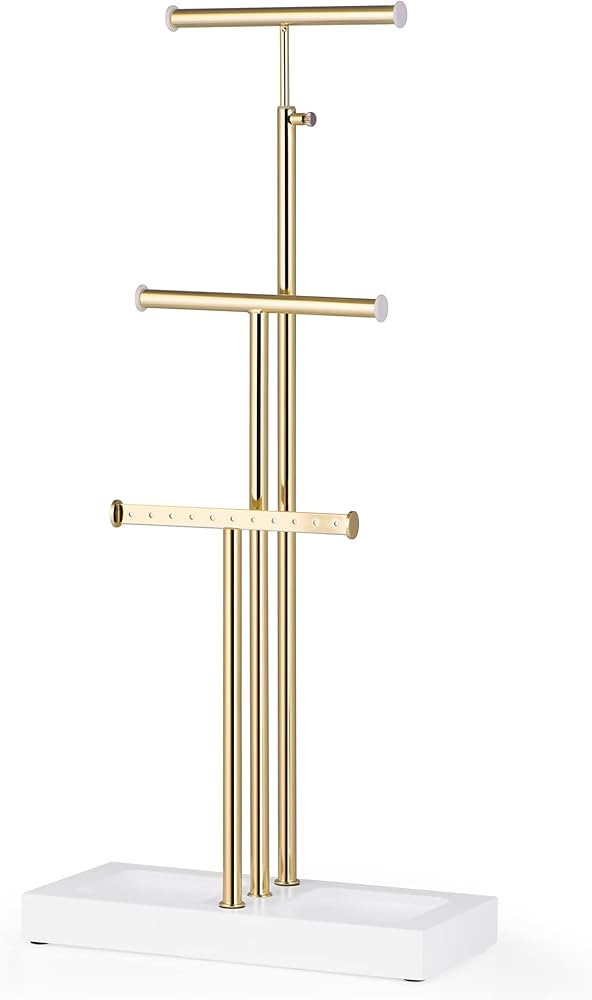 Love-KANKEI Jewelry Organizer Hanging with Metal and Wood Base, Necklace Holder with 3 Tier Tree ... | Amazon (US)