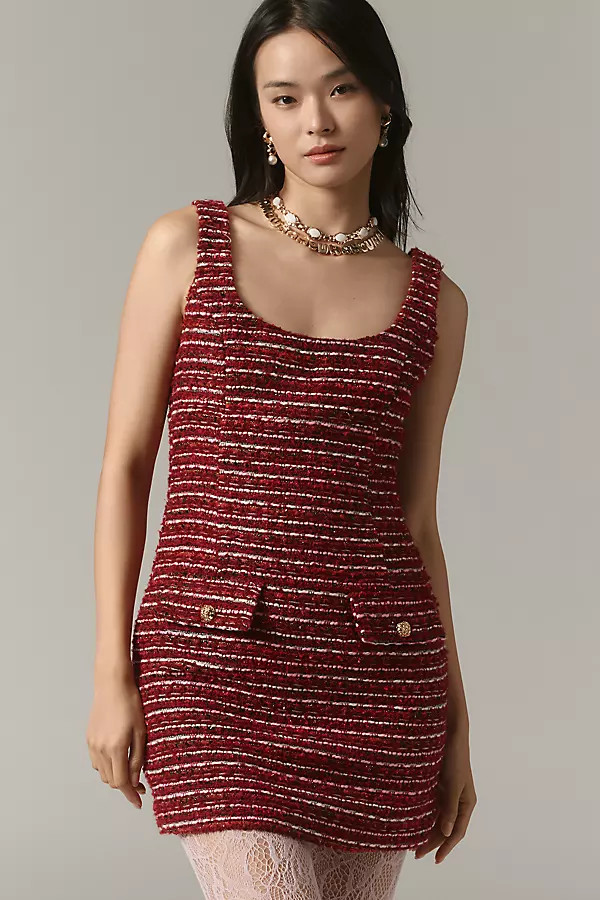 Endless Rose Scoop-Neck Tweed Mini Dress | Anthropologie (US)