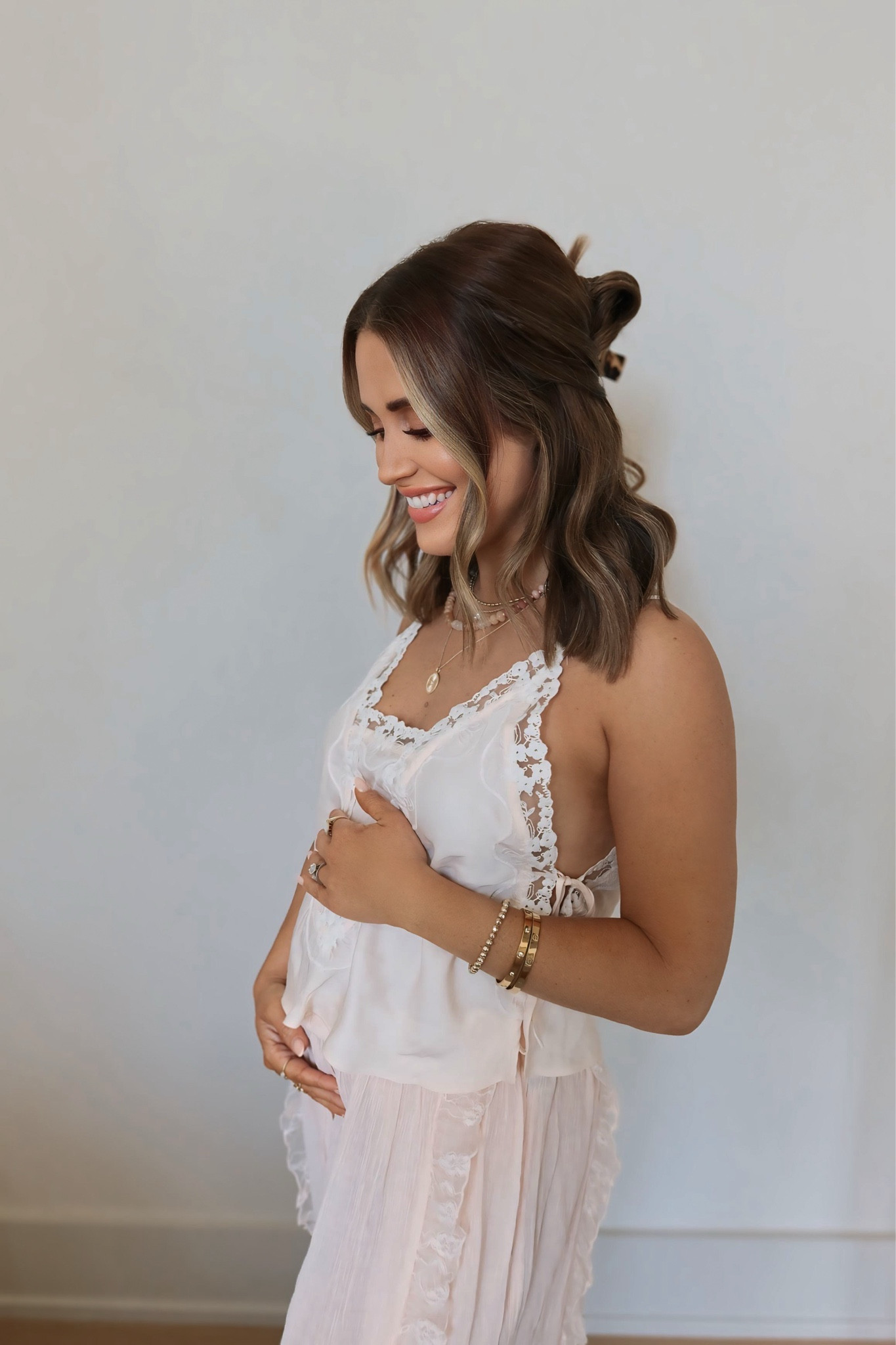 Wearing an XS in both the cami and pants- I have been wearing this outfit for weekly bump photos (when I can remember to take). Perfect pretty lounge set for a bride, expectant mom, etc. Would also be beautiful for maternity photos with your belly showing!  

Maternity, bump friendly, loungewear

#LTKBump #LTKootd #LTKmomlife