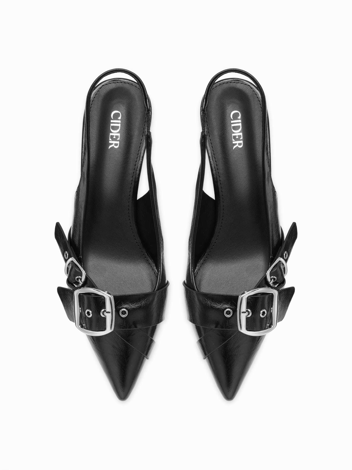 POINTED TOE BUCKLE  KITTEN HEELS For Daily Casual | Cider