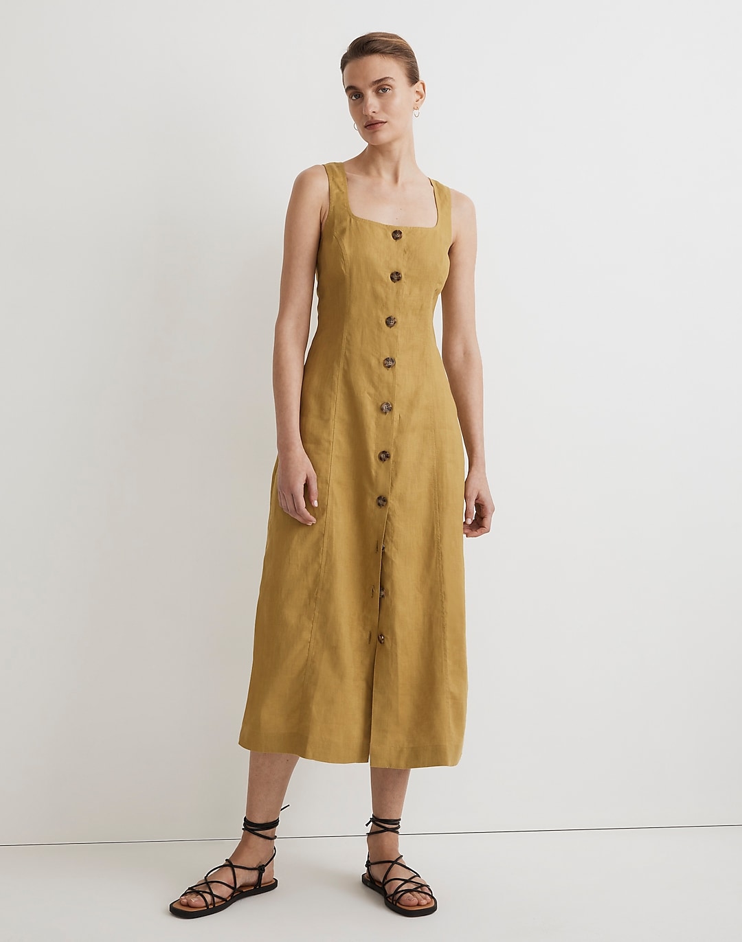 Button-Front Midi Dress in 100% Linen | Madewell