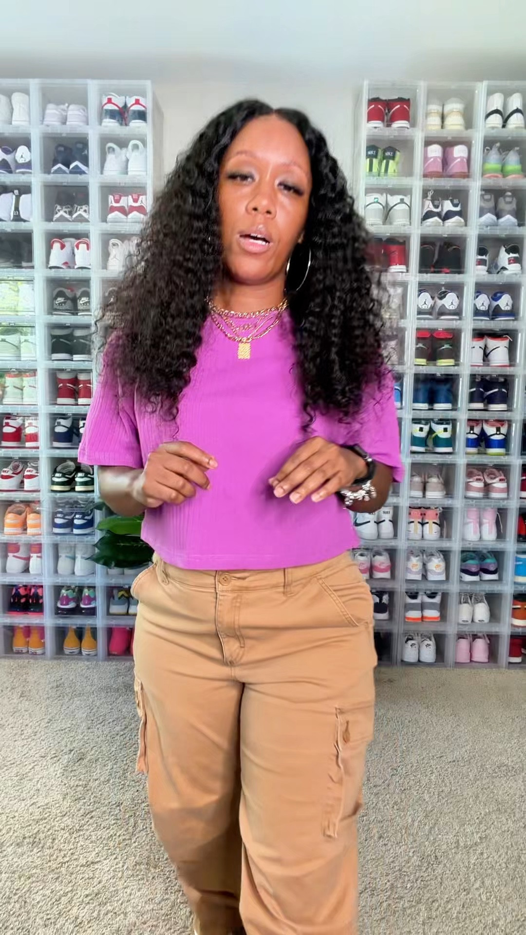 What I’m wearing to run errands. I’m wearing a pink shirt with khaki cargo pants and Nike dunk low sneakers. Which bag should I wear with this outfit?

#LTKootd #LTKOver40 #LTKPetite
