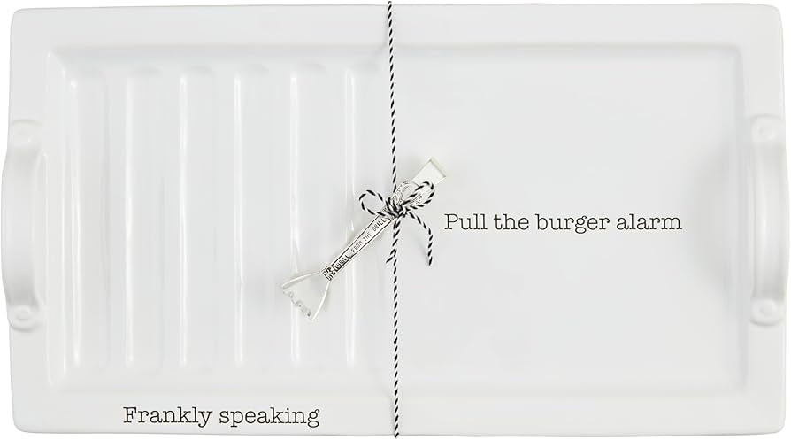 Mud Pie Burger Hot Dog Platter Set; platter 10" x 18" | Amazon (US)