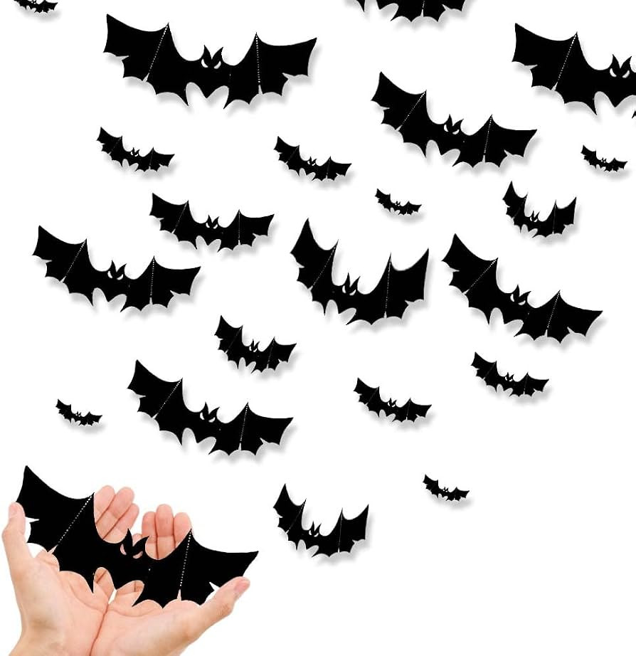 2026 New Bats Wall Decor, 48 Pcs 3D Bat Halloween Decoration (48) | Amazon (US)