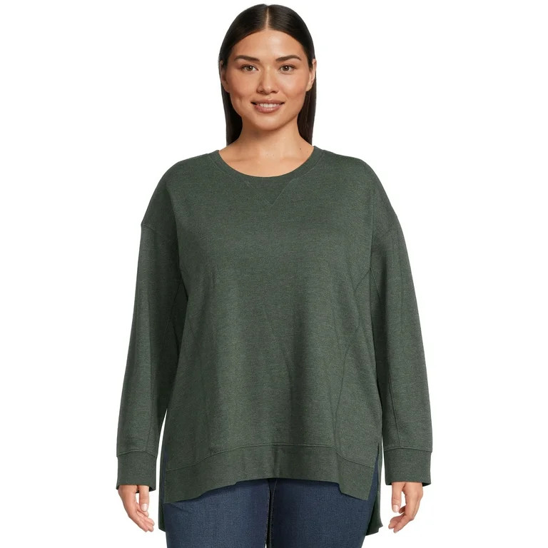 Terra & Sky Women's Plus High-Low French Terrycloth Sweatshirt | Walmart (US)