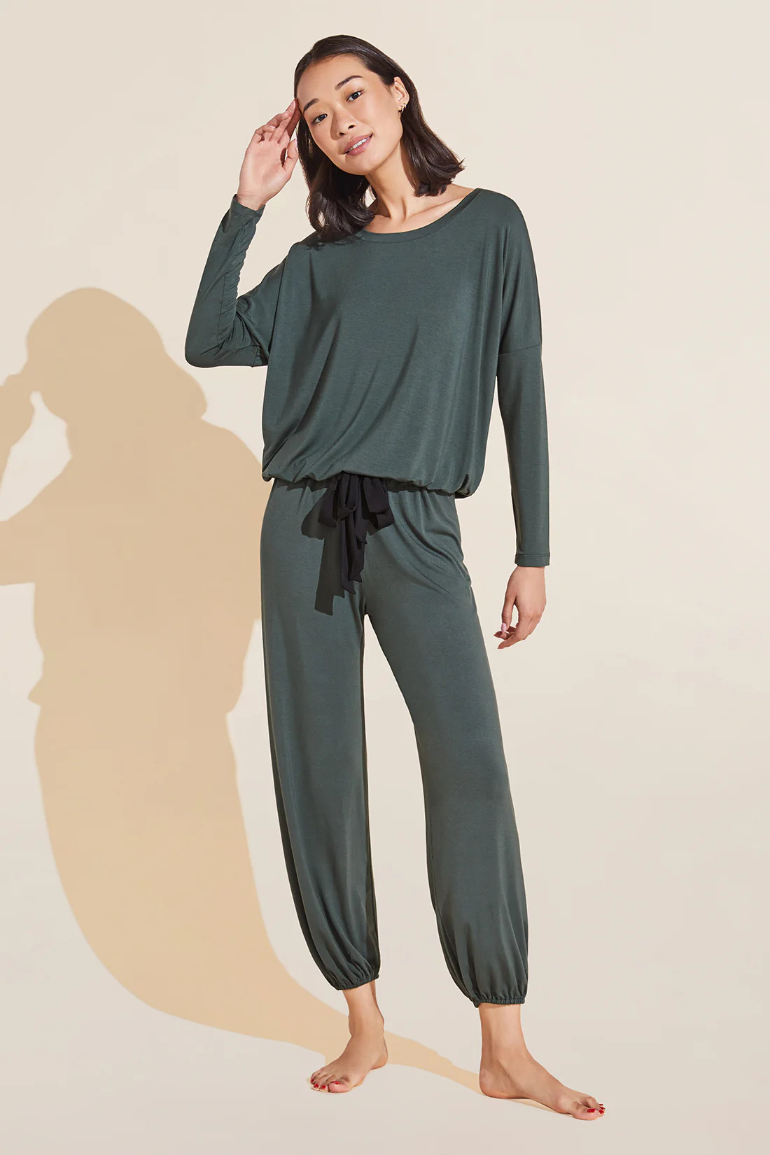 Gisele TENCEL™ Modal Slouchy PJ Set - Kelp/Black - Eberjey | Eberjey