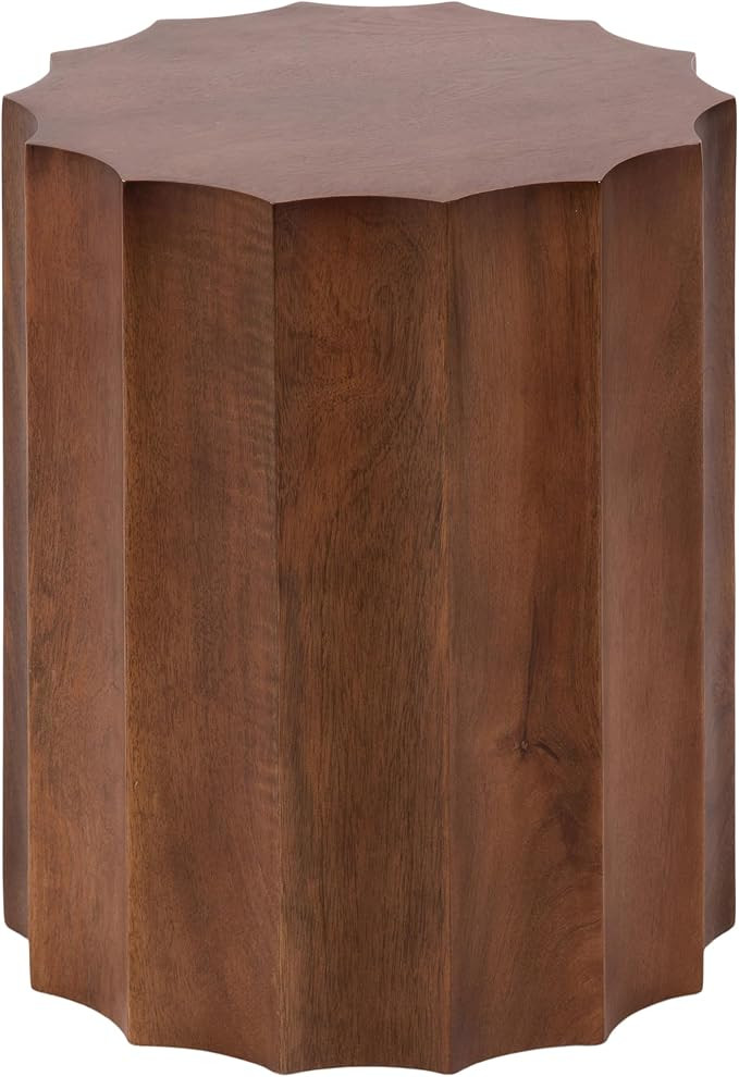 Kate and Laurel Scalera Scalloped Mango Wood Side Table, 15 x 15 x 18, Walnut Brown, Transitional... | Amazon (US)