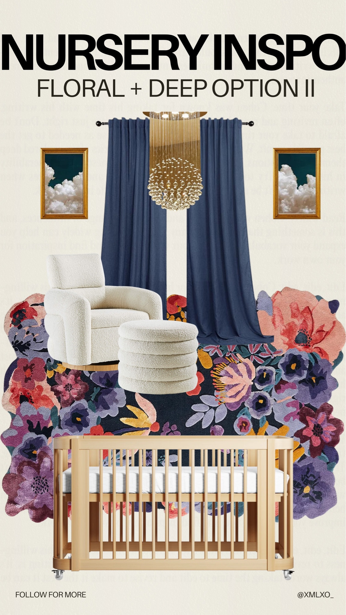 Nursery Inspo: Floral + Deep Tones! This option has a light version of the Wave crib by Nestig, love the three-in-one and on wheels! Pair with a light colored dresser or something black!

#nurserydesign #nurseryinspo #neutralnursery #interiordesign #homedecor #interiors

#LTKbaby #LTKbump #LTKhome