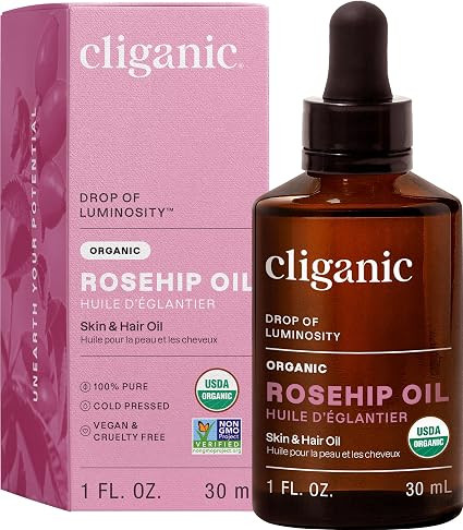 Cliganic Organic Rosehip Seed Oil for Face, 100% Pure | Natural Cold Pressed Unrefined Non-GMO | ... | Amazon (US)
