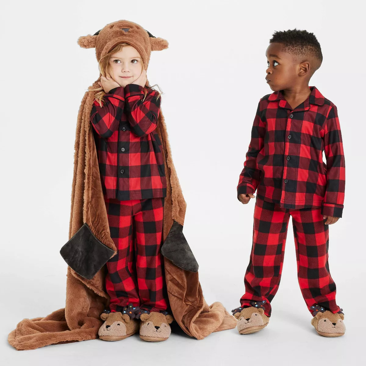 Reindeer Holiday Matching Family Pajama Wearable Blanket - Wondershop™ Brown | Target