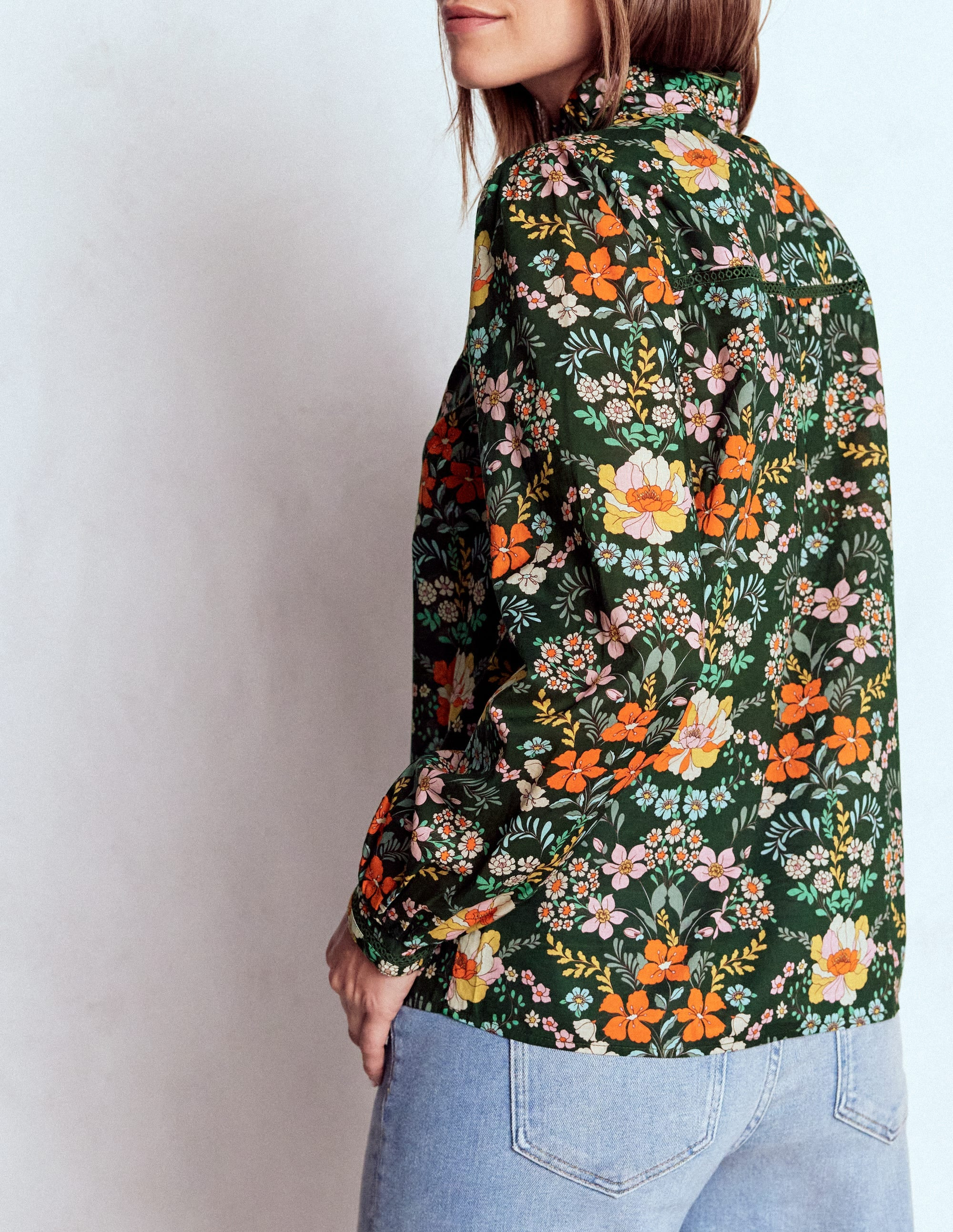 Helena Cotton Top-Green, Flourishing Garden | Boden (US)