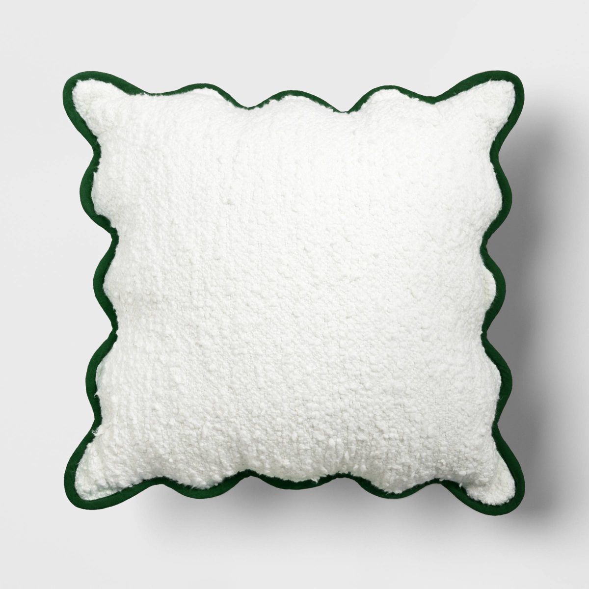 Oversize Faux Boucle with Scalloped Trim Square Throw Pillow - Threshold™ | Target