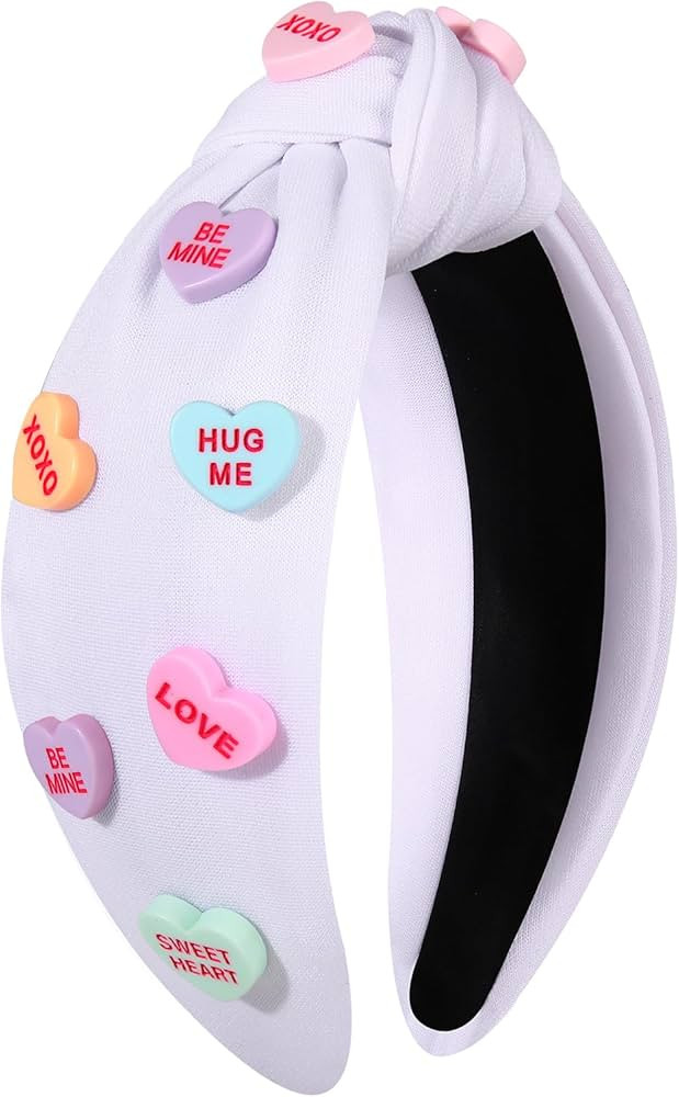 boderier Valentines Day Headbands for Women Candy Heart Headband XOXO Love BE MINE Heart Knotted ... | Amazon (US)