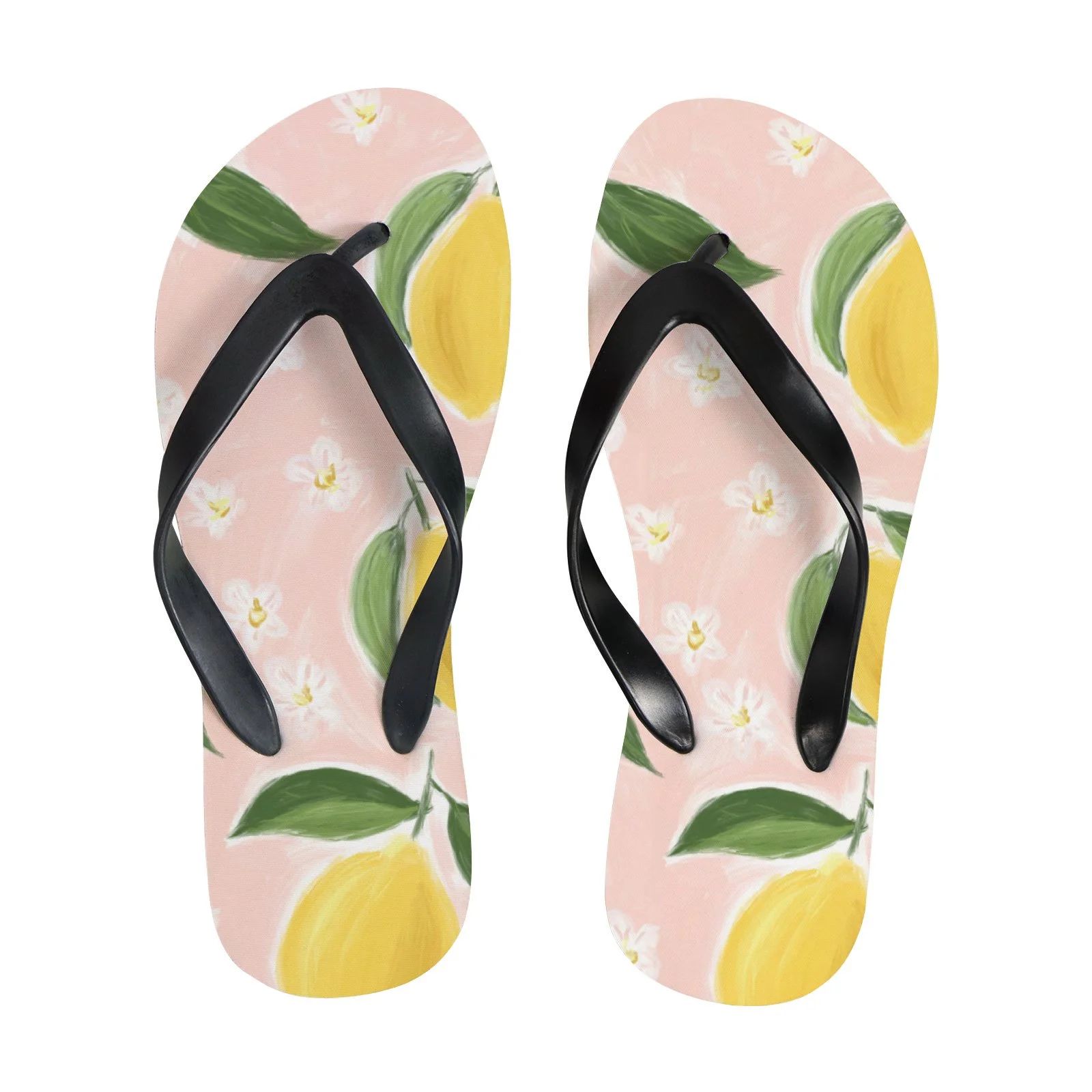 Bestwell Flip Flop Fresh Citrus Lemon Summer Casual Sandals Beach Rubber Shower Shoes Basic Thong... | Walmart (US)
