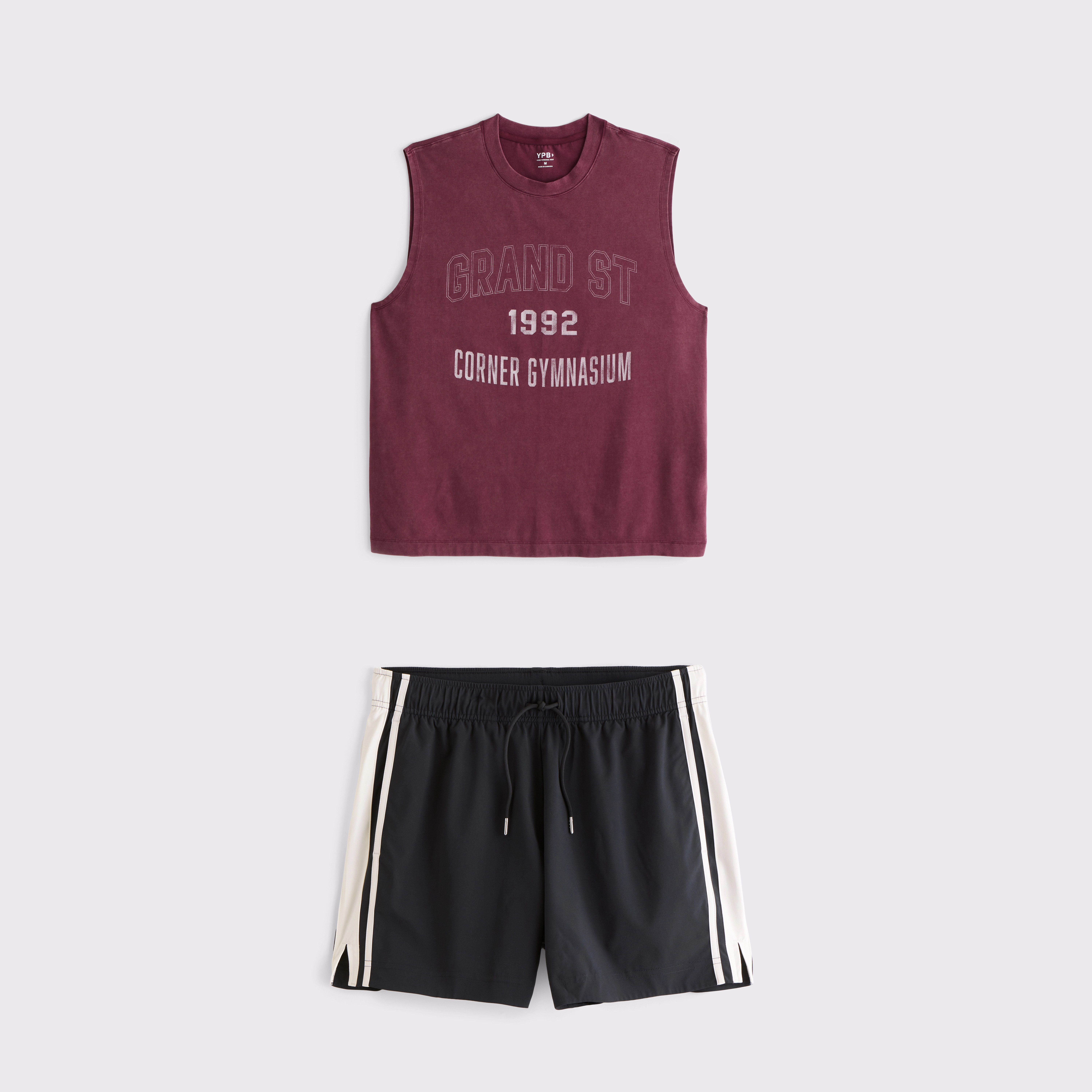 YPB Active Cotton Blend Muscle Tank & Retro Short Set | Abercrombie & Fitch (US)