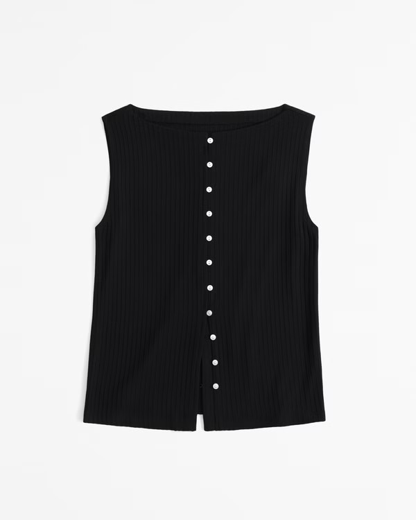 Wide Rib Button-Through Slash Top | Abercrombie & Fitch (US)