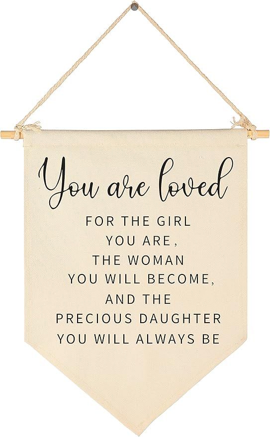 You are Loved for The Girl You are Gift for Girls-Canvas Hanging Pennant Flag Banner Wall Sign De... | Amazon (US)