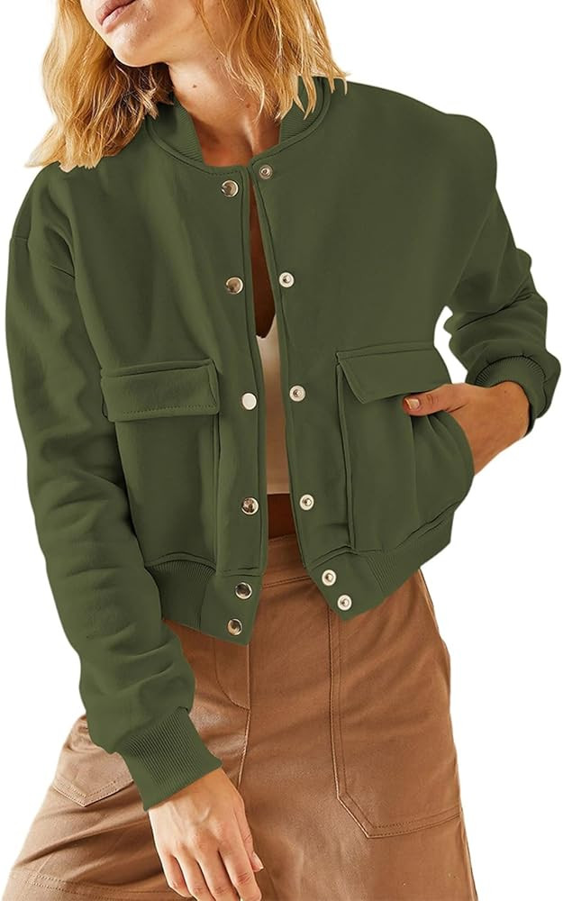 EVALESS Womens Jacket 2024 Fall Winter Long Sleeve Stand Collar Shacket with Side Pocket Lightwei... | Amazon (US)